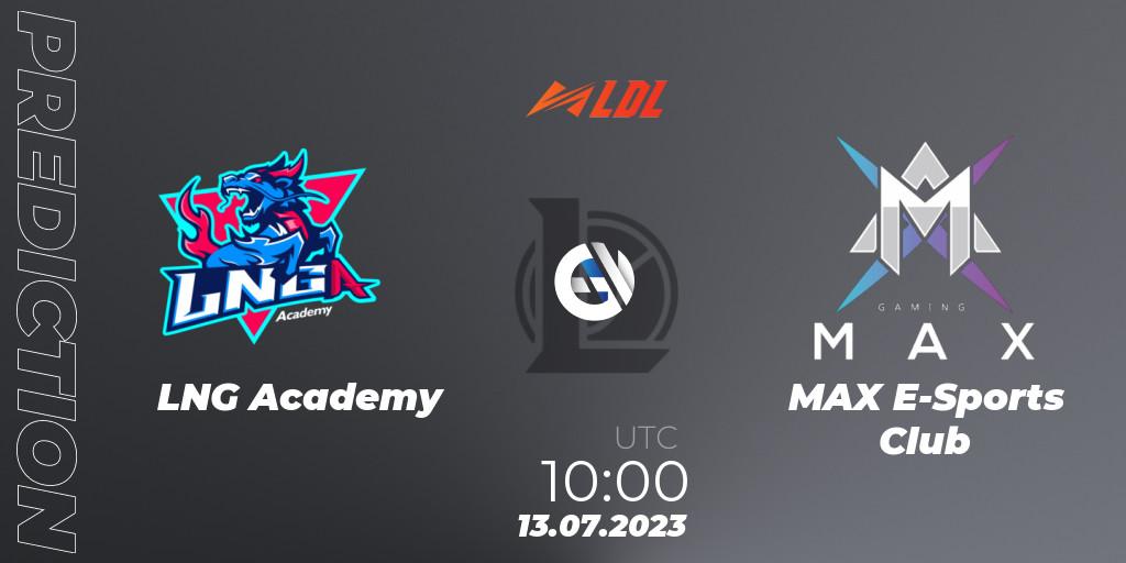 LNG Academy vs MAX E-Sports Club: Match Prediction. 13.07.2023 at 10:00, LoL, LDL 2023 - Regular Season - Stage 3