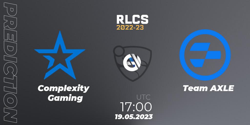 Complexity Gaming vs Team AXLE: Match Prediction. 19.05.23, Rocket League, RLCS 2022-23 - Spring: North America Regional 2 - Spring Cup