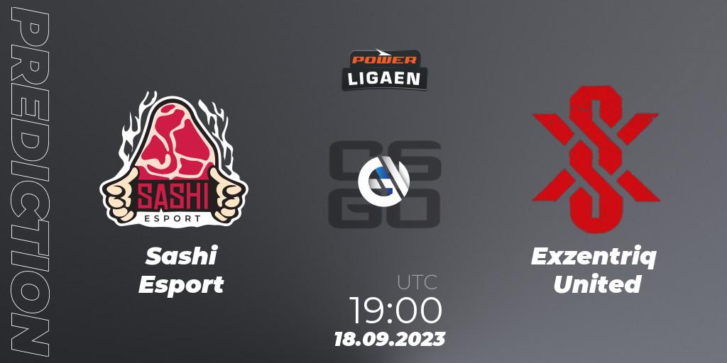  Sashi Esport vs Exzentriq United: Match Prediction. 18.09.2023 at 19:00, Counter-Strike (CS2), POWER Ligaen Season 24 Finals