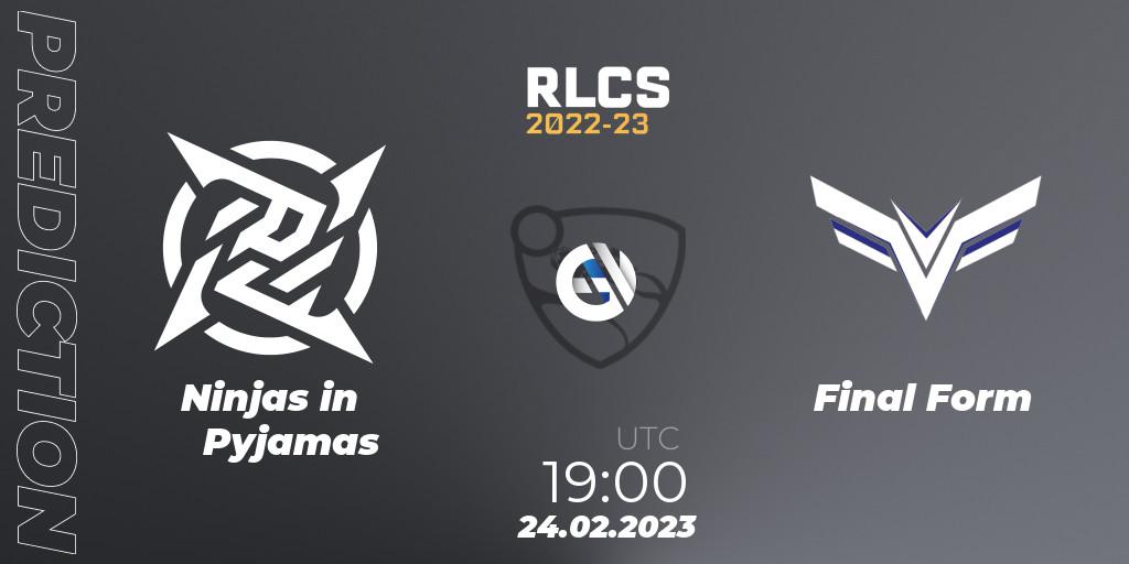Ninjas in Pyjamas vs Final Form: Match Prediction. 24.02.23, Rocket League, RLCS 2022-23 - Winter: South America Regional 3 - Winter Invitational