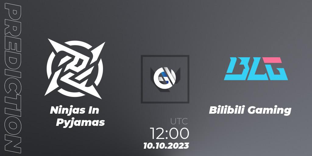 Ninjas In Pyjamas vs Bilibili Gaming: Match Prediction. 10.10.2023 at 12:00, VALORANT, VALORANT China Evolution Series Act 2: Selection - Play-In