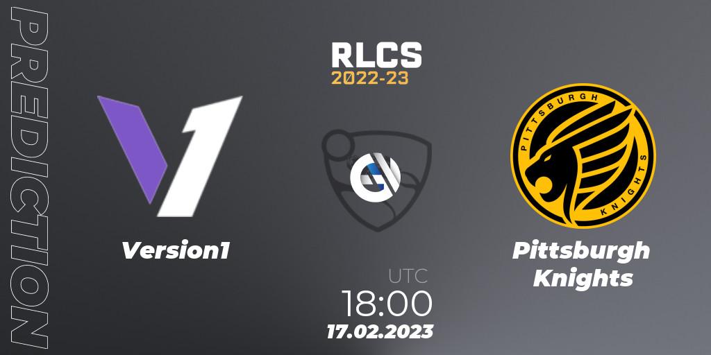 Version1 vs Pittsburgh Knights: Match Prediction. 17.02.2023 at 18:00, Rocket League, RLCS 2022-23 - Winter: North America Regional 2 - Winter Cup