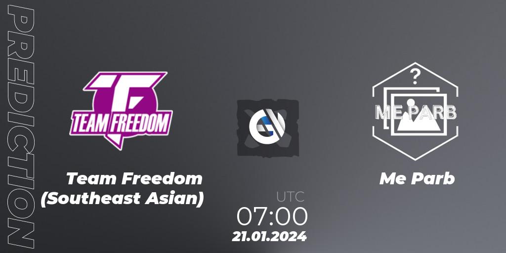 Team Freedom (Southeast Asian) vs Me Parb: Match Prediction. 21.01.2024 at 07:13, Dota 2, New Year Cup 2024