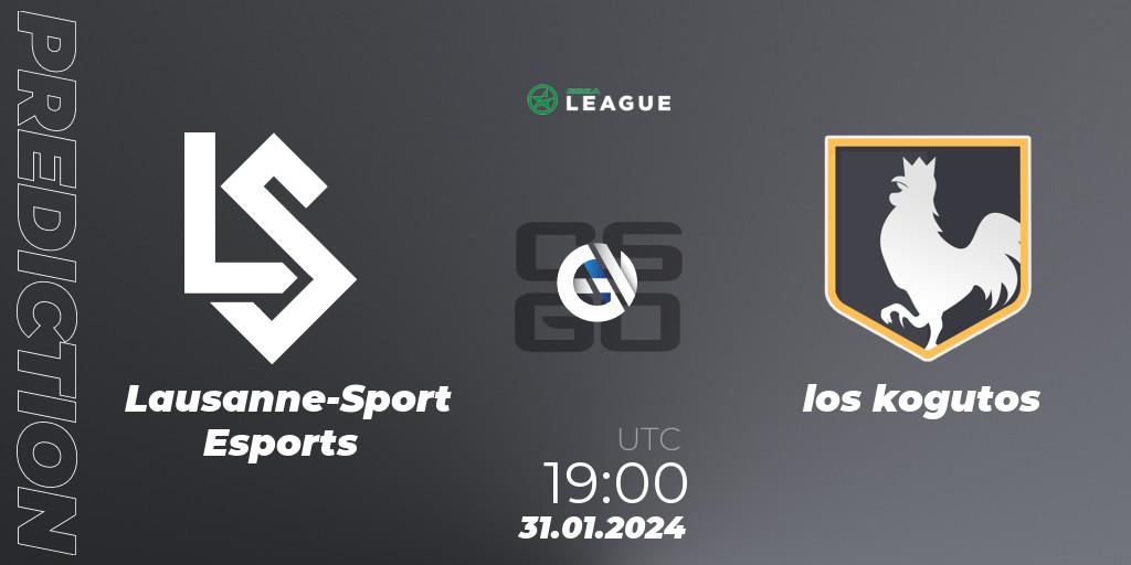 Lausanne-Sport Esports vs los kogutos: Match Prediction. 01.02.24, CS2 (CS:GO), ESEA Season 48: Advanced Division - Europe