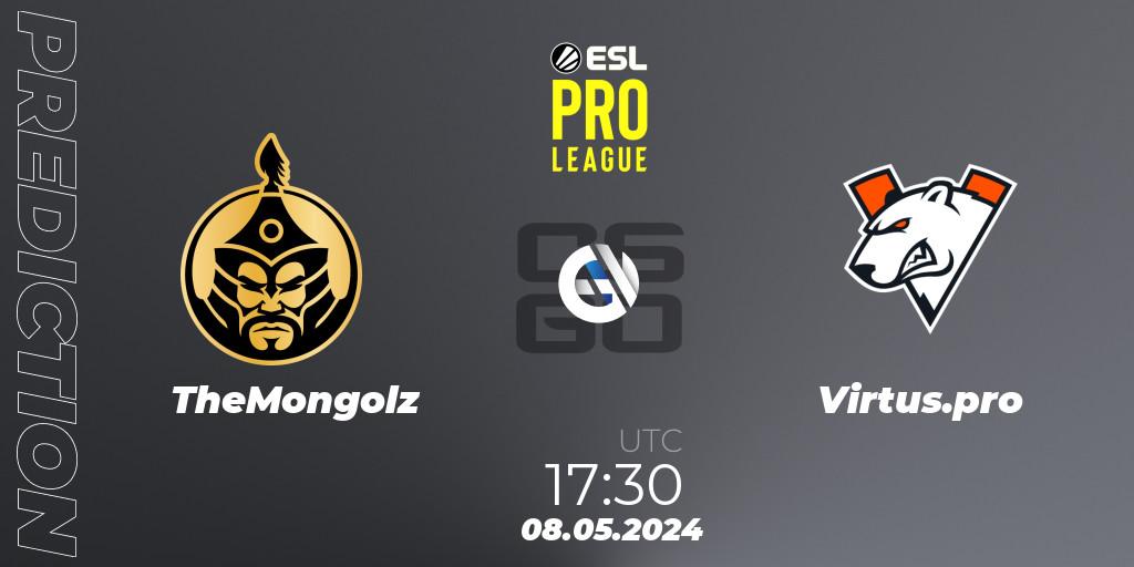 TheMongolz vs Virtus.pro: Match Prediction. 08.05.2024 at 18:05, Counter-Strike (CS2), ESL Pro League Season 19