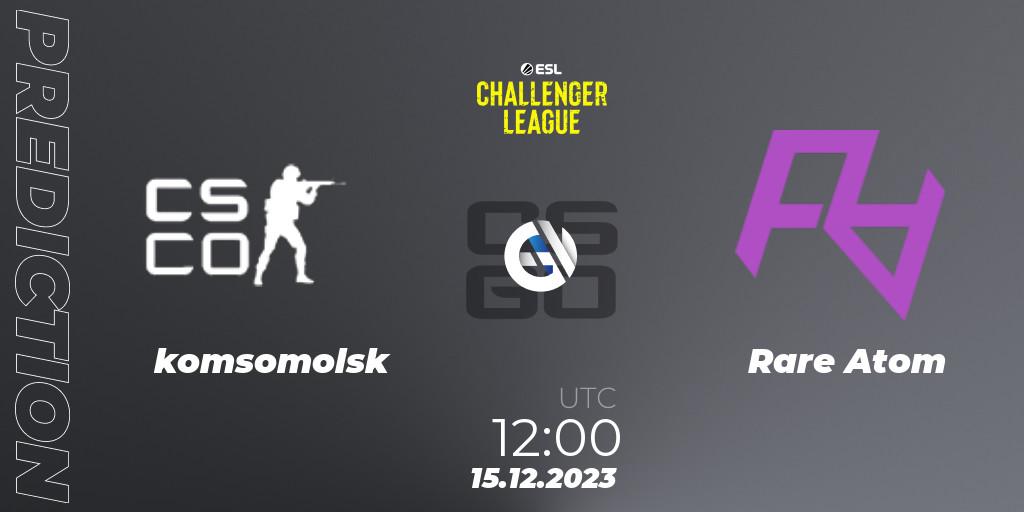 komsomolsk vs Rare Atom: Match Prediction. 15.12.2023 at 12:00, Counter-Strike (CS2), ESL Challenger League Season 46 Relegation: Asia-Pacific