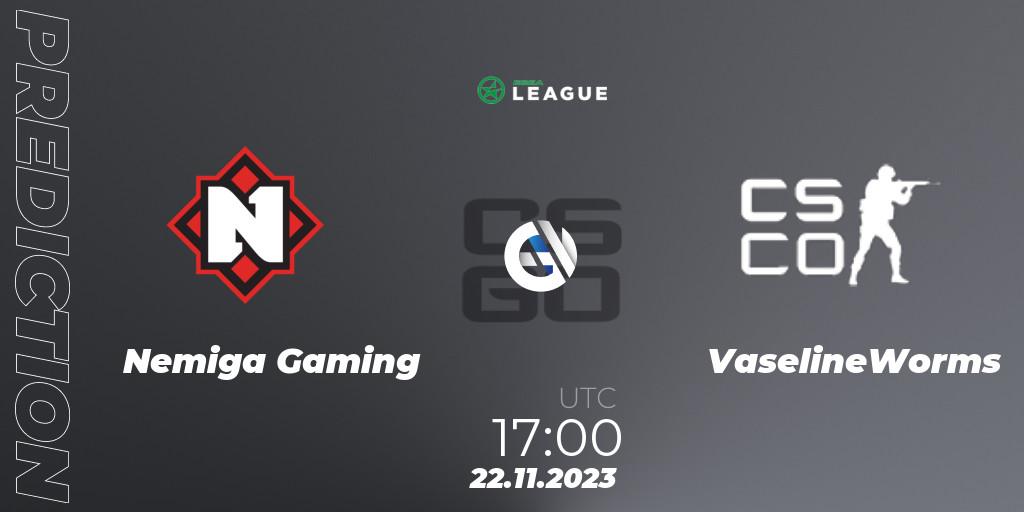 Nemiga Gaming vs VaselineWorms: Match Prediction. 22.11.2023 at 17:00, Counter-Strike (CS2), ESEA Season 47: Advanced Division - Europe