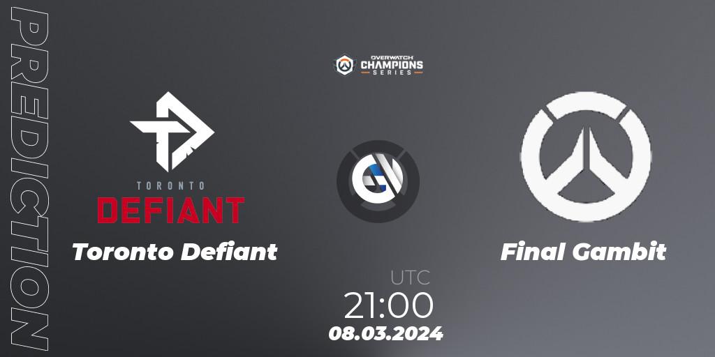 Toronto Defiant vs Final Gambit: Match Prediction. 08.03.24, Overwatch, Overwatch Champions Series 2024 - North America Stage 1 Group Stage