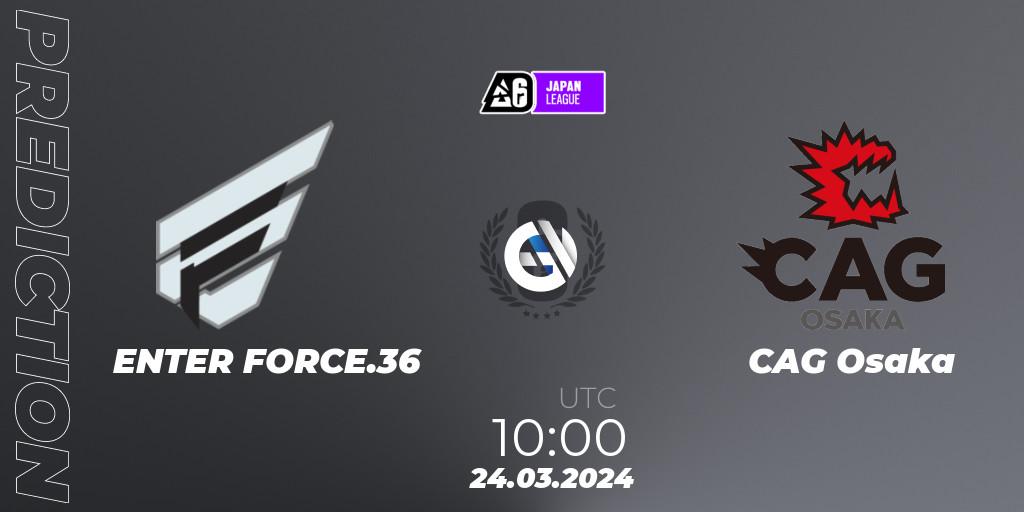 ENTER FORCE.36 vs CAG Osaka: Match Prediction. 24.03.2024 at 10:00, Rainbow Six, Japan League 2024 - Stage 1