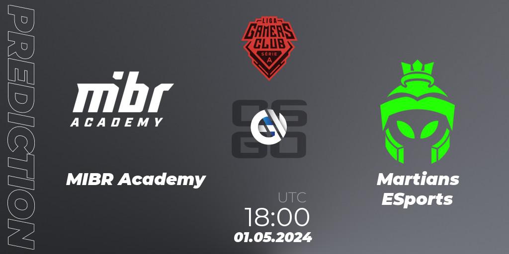 MIBR Academy vs Martians ESports: Match Prediction. 01.05.2024 at 18:00, Counter-Strike (CS2), Gamers Club Liga Série A: April 2024