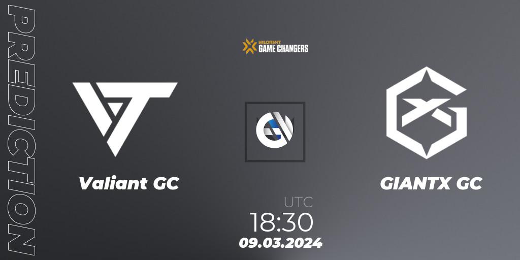 Valiant GC vs GIANTX GC: Match Prediction. 09.03.2024 at 18:30, VALORANT, VCT 2024: Game Changers EMEA Stage 1