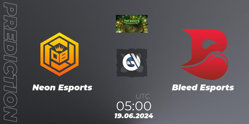 Neon Esports vs Bleed Esports: Match Prediction. 19.06.2024 at 04:00, Dota 2, The International 2024: Southeast Asia Closed Qualifier
