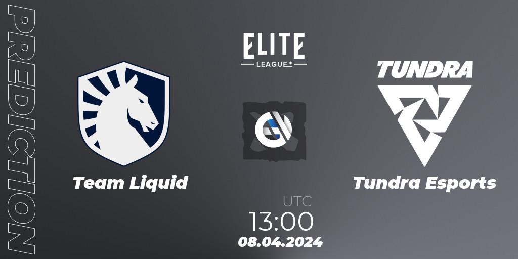 Team Liquid vs Tundra Esports: Match Prediction. 08.04.24, Dota 2, Elite League: Round-Robin Stage