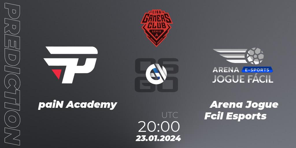 paiN Academy vs Arena Jogue Fácil Esports: Match Prediction. 23.01.24, CS2 (CS:GO), Gamers Club Liga Série A: January 2024