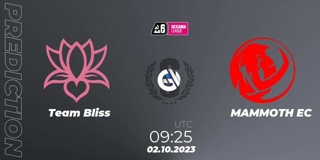 Team Bliss vs MAMMOTH EC: Match Prediction. 02.10.2023 at 09:25, Rainbow Six, Oceania League 2023 - Stage 2