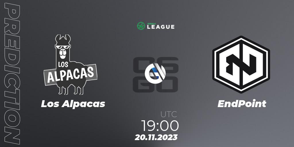 Los Alpacas vs EndPoint: Match Prediction. 20.11.2023 at 19:00, Counter-Strike (CS2), ESEA Season 47: Advanced Division - Europe