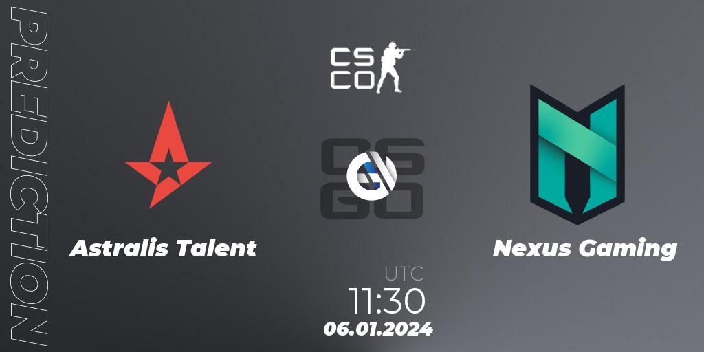 Astralis Talent vs Nexus Gaming: Match Prediction. 06.01.24, CS2 (CS:GO), European Pro League Season 14: Division 2