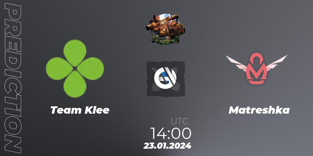 Team Klee vs Matreshka: Match Prediction. 23.01.24, Dota 2, ESL One Birmingham 2024: Eastern Europe Open Qualifier #1