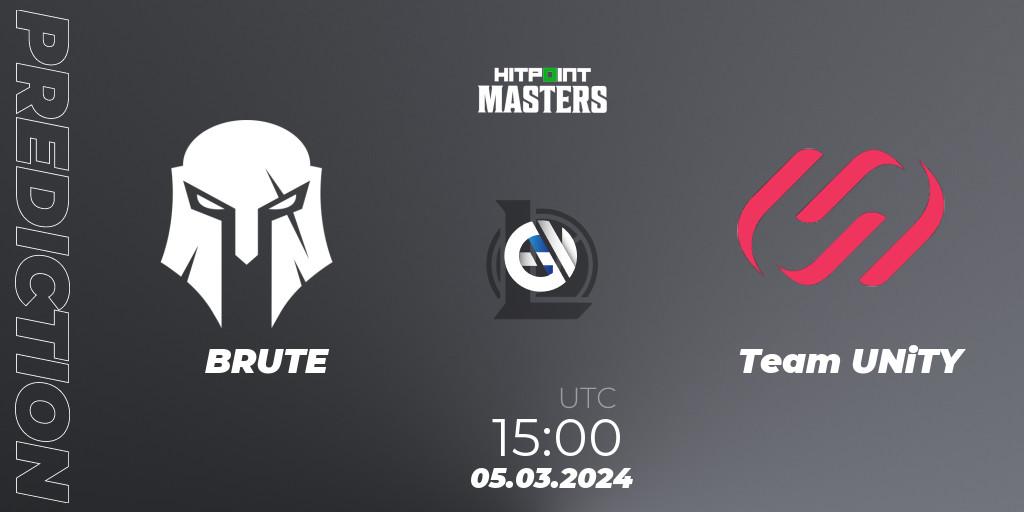 BRUTE vs Team UNiTY: Match Prediction. 05.03.24, LoL, Hitpoint Masters Spring 2024