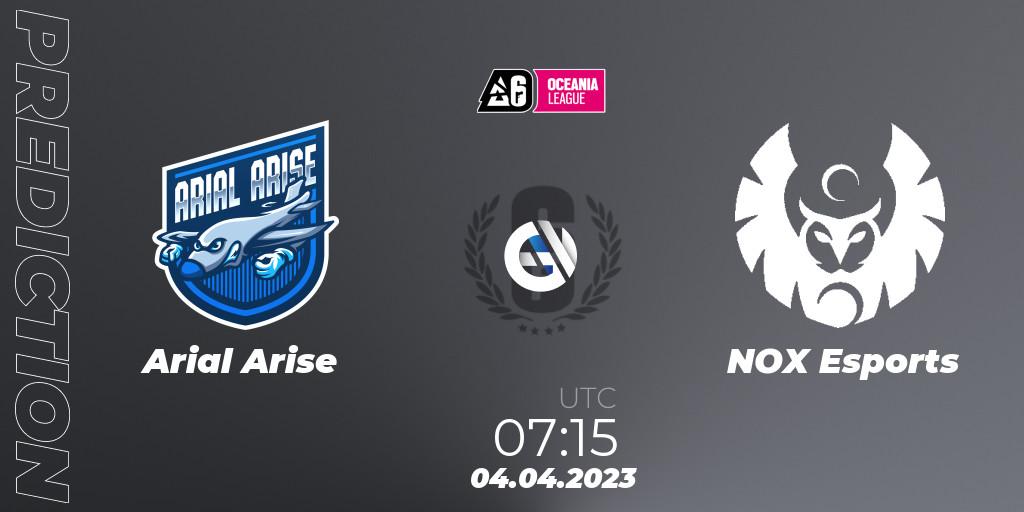 Arial Arise vs NOX Esports: Match Prediction. 04.04.2023 at 07:15, Rainbow Six, Oceania League 2023 - Stage 1