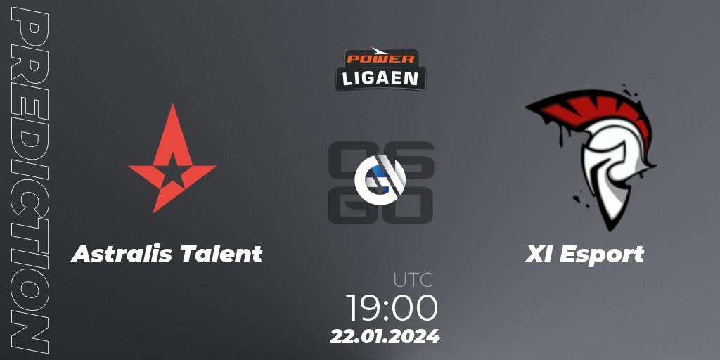 Astralis Talent vs XI Esport: Match Prediction. 22.01.2024 at 19:00, Counter-Strike (CS2), Dust2.dk Ligaen Season 25