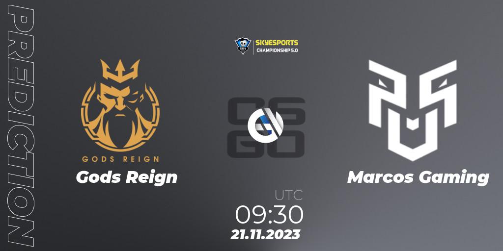 Gods Reign vs Marcos Gaming: Match Prediction. 21.11.2023 at 11:30, Counter-Strike (CS2), Skyesports Championship 2023: Indian Qualifier