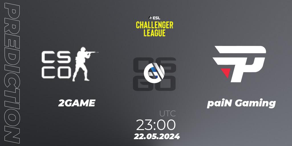 2GAME vs paiN Gaming: Match Prediction. 22.05.2024 at 23:00, Counter-Strike (CS2), ESL Challenger League Season 47: South America