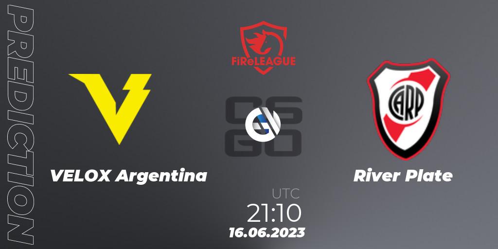 VELOX Argentina vs River Plate: Match Prediction. 16.06.2023 at 21:10, Counter-Strike (CS2), FiReLEAGUE Argentina 2023: Closed Qualifier