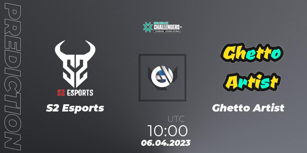 S2 Esports vs Ghetto Artist: Match Prediction. 06.04.2023 at 10:00, VALORANT, VALORANT Challengers 2023: Hong Kong & Taiwan Split 2 - Group stage