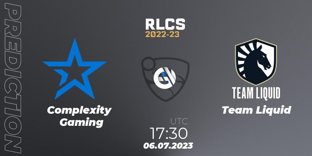 Complexity Gaming vs Team Liquid: Match Prediction. 06.07.2023 at 18:00, Rocket League, RLCS 2022-23 Spring Major