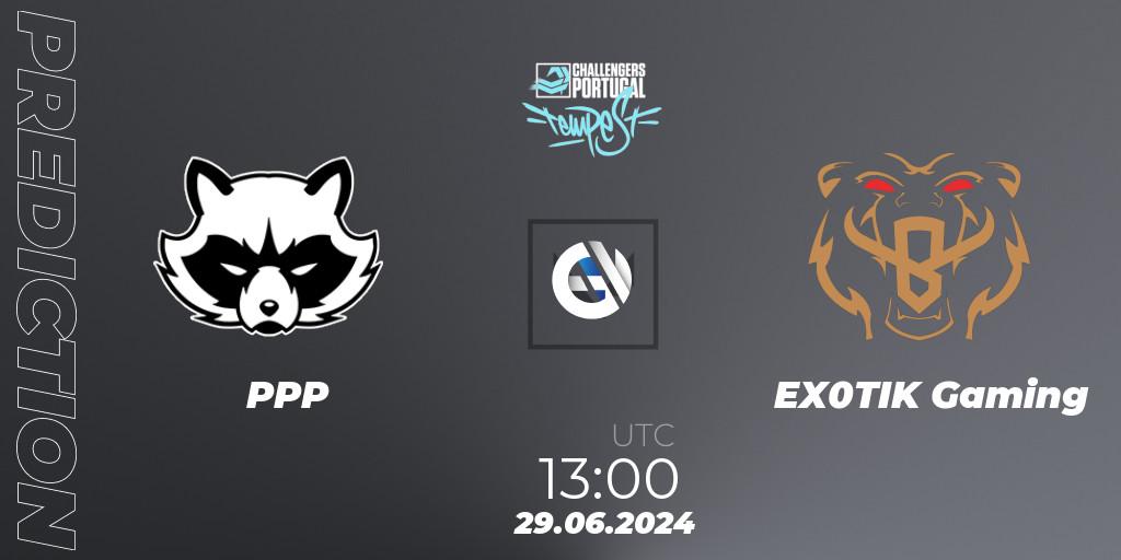 PPP vs EX0TIK Gaming: Match Prediction. 29.06.2024 at 13:00, VALORANT, VALORANT Challengers 2024 Portugal: Tempest Split 2