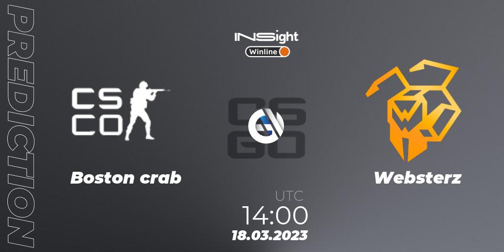Boston crab vs Websterz: Match Prediction. 18.03.2023 at 14:00, Counter-Strike (CS2), Winline Insight Season 3