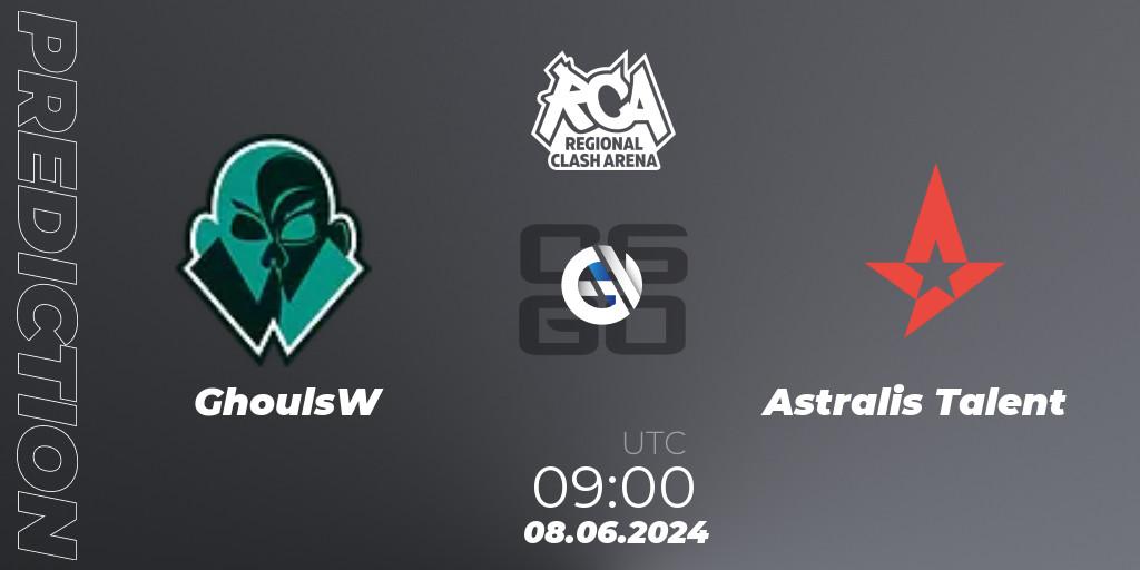 GhoulsW vs Astralis Talent: Match Prediction. 08.06.2024 at 09:00, Counter-Strike (CS2), Regional Clash Arena Europe