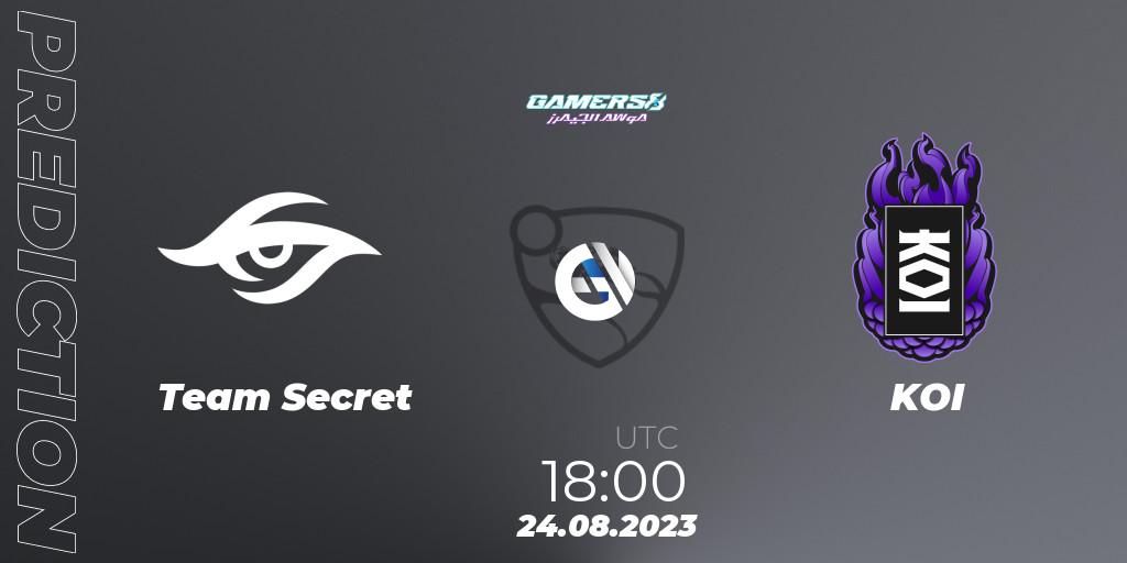 Team Secret vs KOI: Match Prediction. 24.08.23, Rocket League, Gamers8 2023