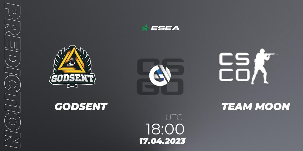 GODSENT vs TEAM MOON: Match Prediction. 04.05.2023 at 15:00, Counter-Strike (CS2), ESEA Season 45: Advanced Division - Europe