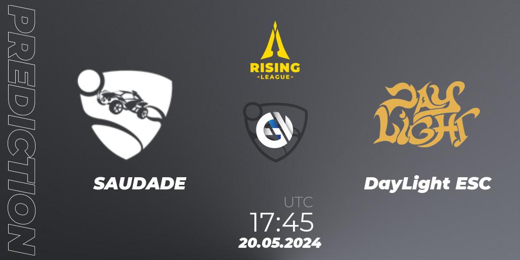 SAUDADE vs DayLight ESC: Match Prediction. 20.05.2024 at 17:45, Rocket League, Rising League 2024 — Split 1 — Main Event