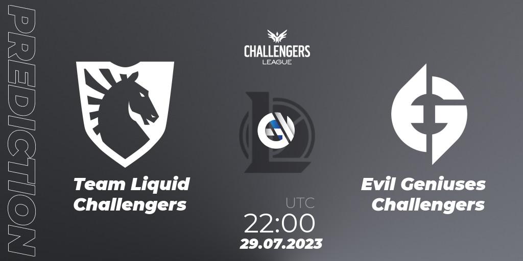 Team Liquid Challengers vs Evil Geniuses Challengers: Match Prediction. 29.07.23, LoL, North American Challengers League 2023 Summer - Playoffs