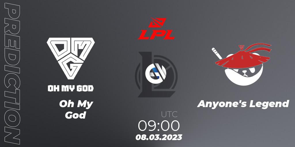Oh My God vs Anyone's Legend: Match Prediction. 08.03.23, LoL, LPL Spring 2023 - Group Stage