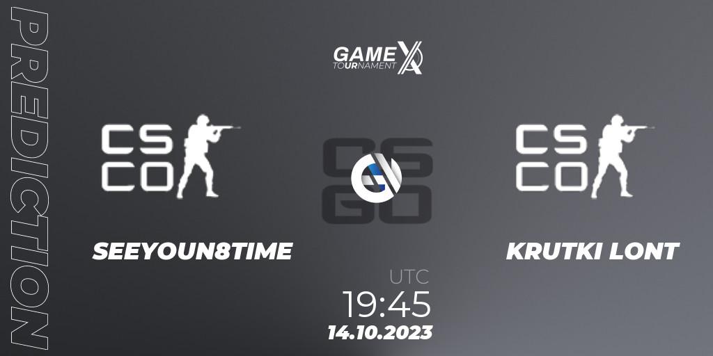 SEEYOUN8TIME vs KRUTKI LONT: Match Prediction. 14.10.2023 at 19:45, Counter-Strike (CS2), GameX 2023
