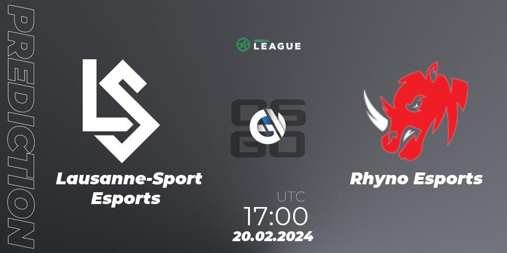 Lausanne-Sport Esports vs Rhyno Esports: Match Prediction. 20.02.24, CS2 (CS:GO), ESEA Season 48: Advanced Division - Europe