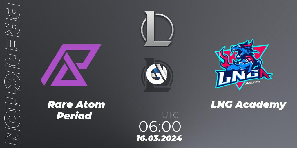 Rare Atom Period vs LNG Academy: Match Prediction. 16.03.2024 at 06:00, LoL, LDL 2024 - Stage 1