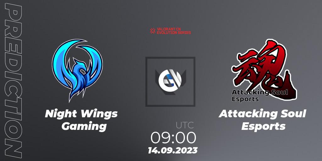 Night Wings Gaming vs Attacking Soul Esports: Match Prediction. 14.09.23, VALORANT, VALORANT China Evolution Series Act 1: Variation - Play-In