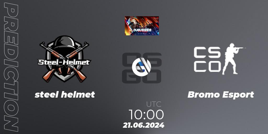 steel helmet vs Bromo Esport: Match Prediction. 21.06.2024 at 10:00, Counter-Strike (CS2), QU Pro League