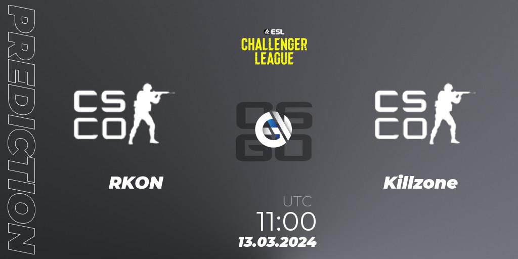 RKON vs Killzone: Match Prediction. 13.03.2024 at 11:00, Counter-Strike (CS2), ESL Challenger League Season 47: Oceania