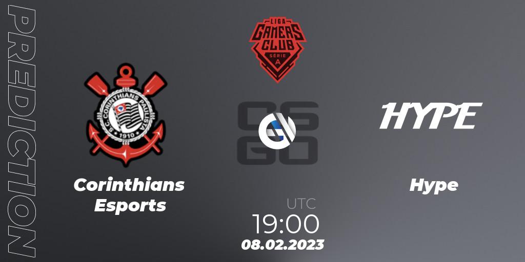 Corinthians Esports vs Hype: Match Prediction. 08.02.23, CS2 (CS:GO), Gamers Club Liga Série A: January 2023