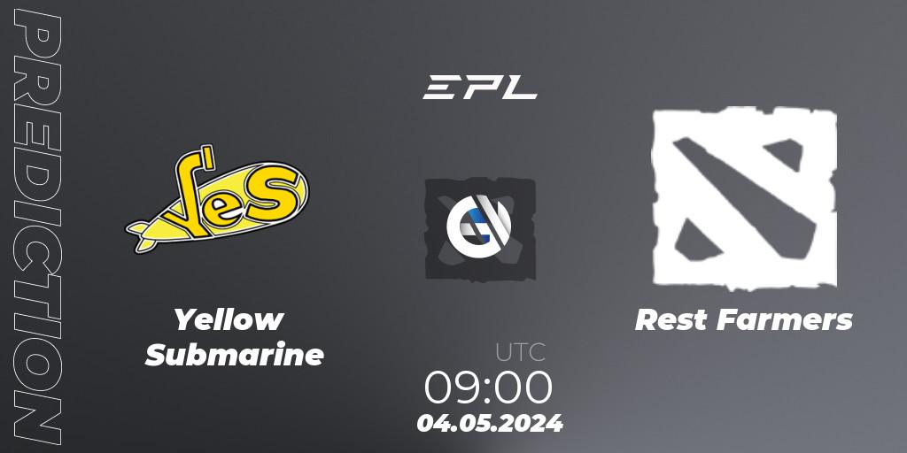 Yellow Submarine vs Rest Farmers: Match Prediction. 01.05.2024 at 12:00, Dota 2, European Pro League Season 18