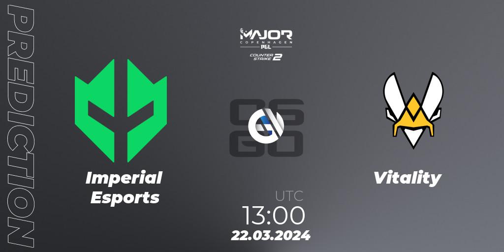 Imperial Esports vs Vitality: Match Prediction. 22.03.24, CS2 (CS:GO), PGL CS2 Major Copenhagen 2024