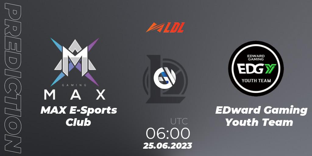 MAX E-Sports Club vs EDward Gaming Youth Team: Match Prediction. 25.06.2023 at 06:00, LoL, LDL 2023 - Regular Season - Stage 3