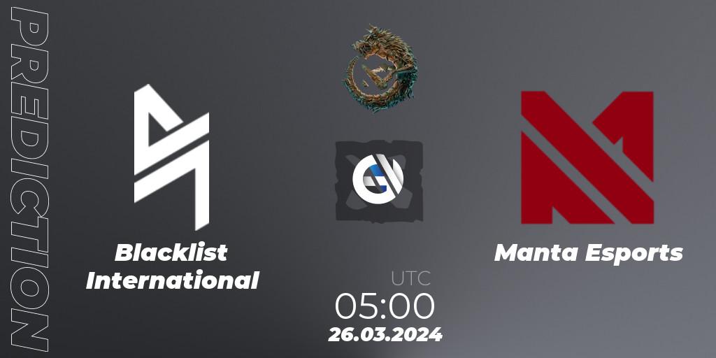 Blacklist International vs Manta Esports: Match Prediction. 26.03.24, Dota 2, PGL Wallachia Season 1: Southeast Asia Closed Qualifier