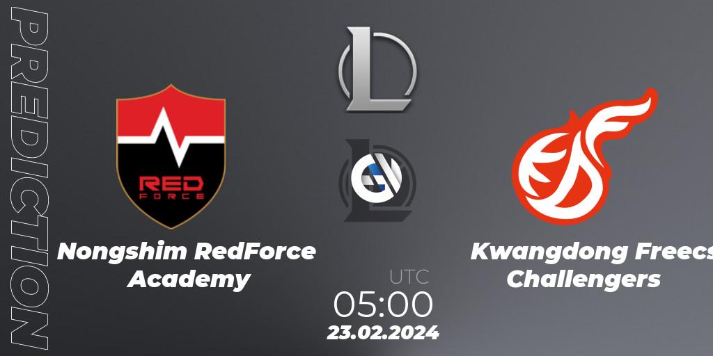 Nongshim RedForce Academy vs Kwangdong Freecs Challengers: Match Prediction. 23.02.24, LoL, LCK Challengers League 2024 Spring - Group Stage